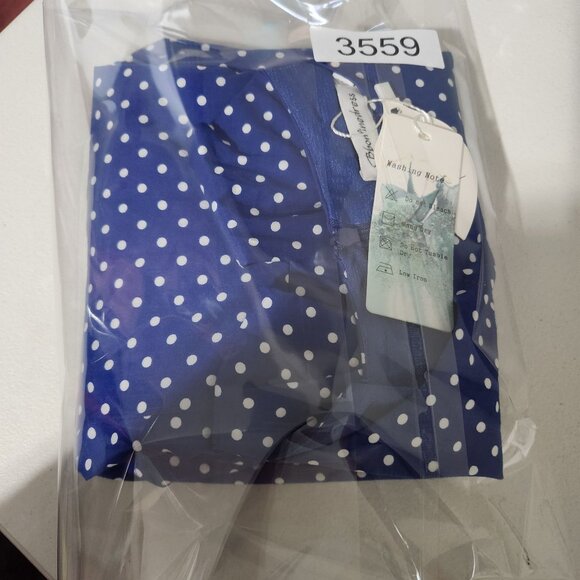 Bbonlinedress Dress Womens Size XXL Blue Polka Dot Sleeveless Midi Flared Skirt - Picture 14 of 14